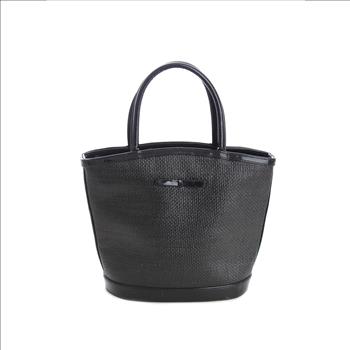 LULU GUINNESS black straw tote bag