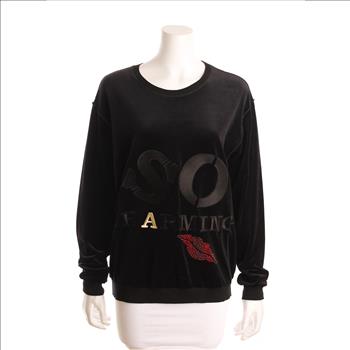 SONIA RYKIEL So Charming Velveteen Sweatshirt With Crystal Kiss Size M