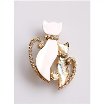 ST. JOHN Mother-of-Pearl Cats Pin