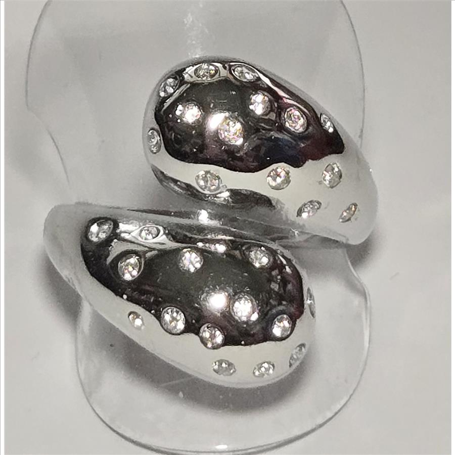 No Reserve Simulated Diamond Bypass Ring Size 10