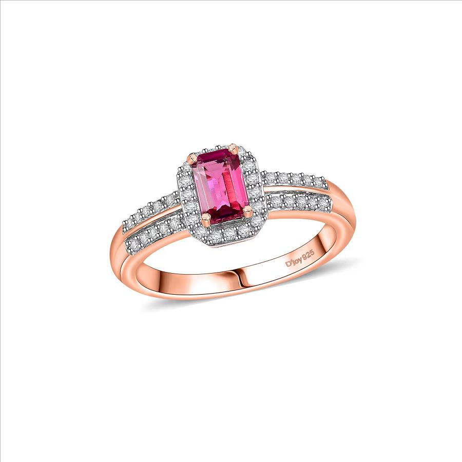 No Reserve Natural Red Emerald Bixbite & Zircon Ring Size 6