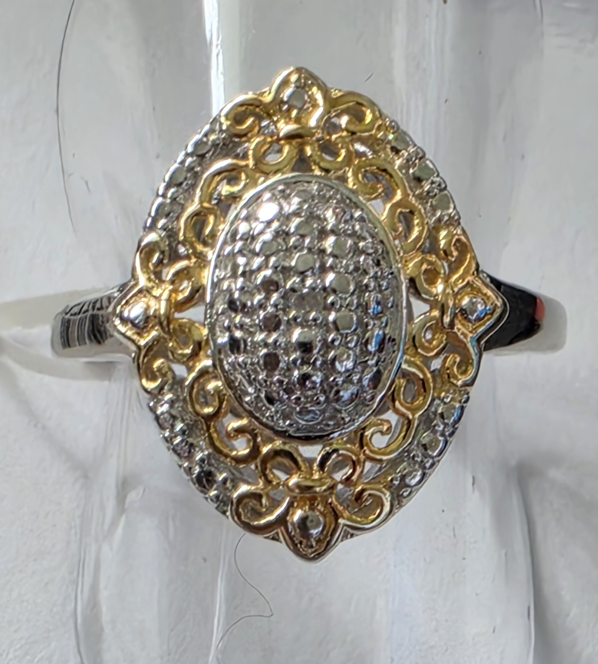 No Reserve Natural Diamond Two Tone Ring Size 7