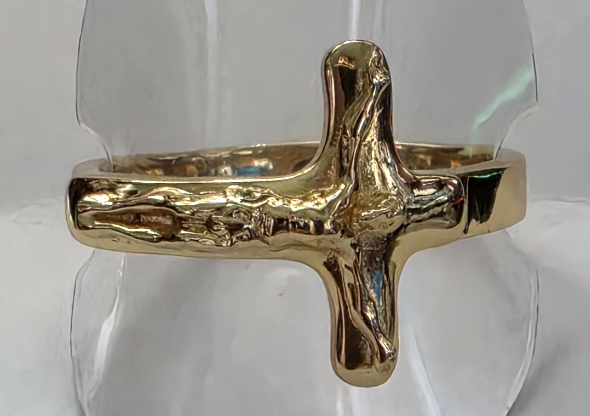 No Reserve 14k/316L Stainless Steel Crucifix Ring Size 13