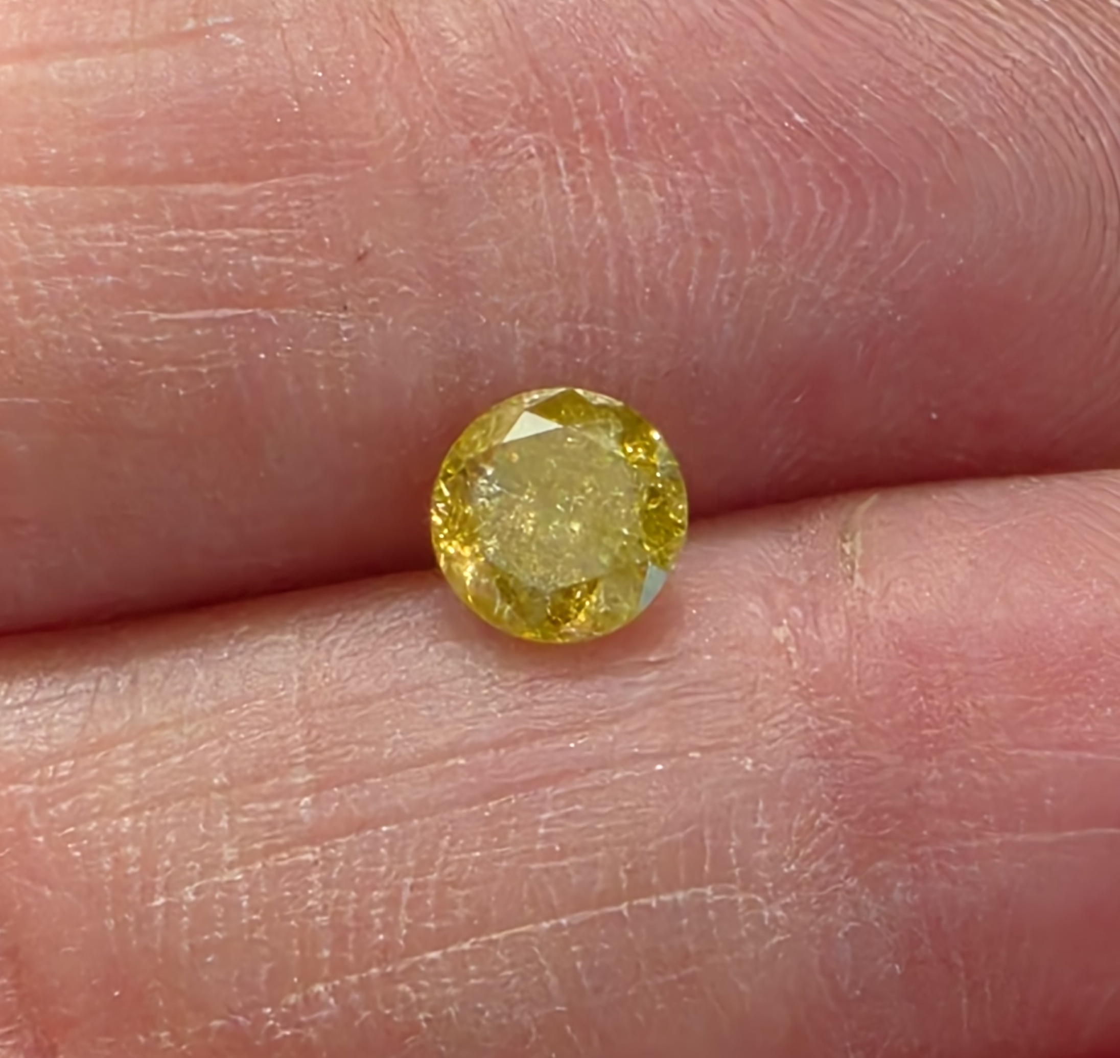 No Reserve .60 ct Natural Yellow Diamond Round Cut Loose Gemstone