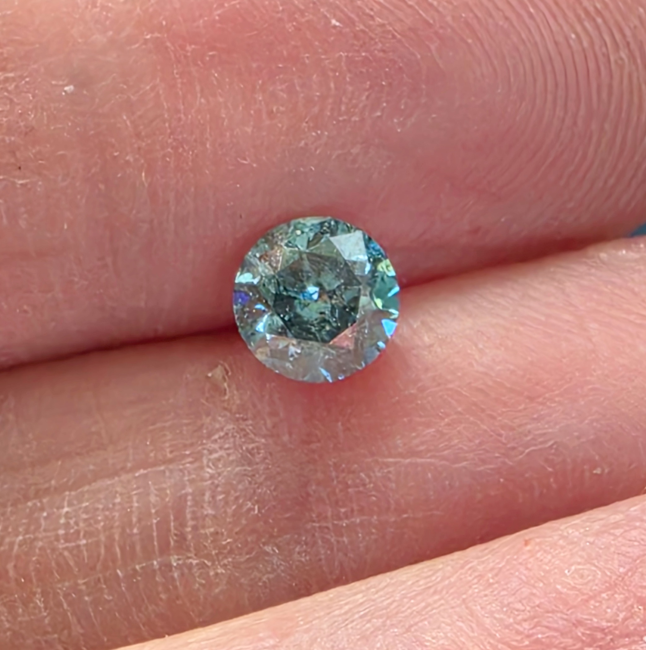 No Reserve .56 ct Natural Blue Diamond Round Cut Loose Gemstone