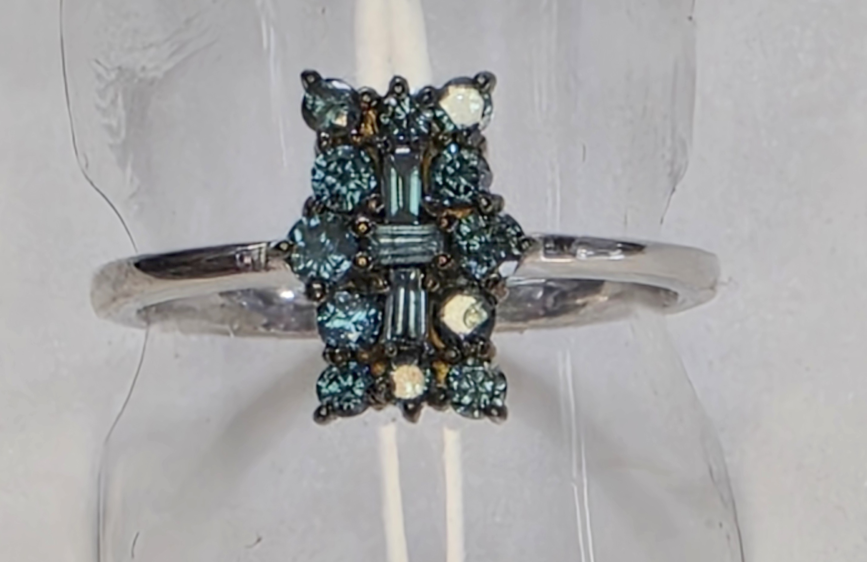 No Reserve .50 Natural Blue DIamond Ring Size 7