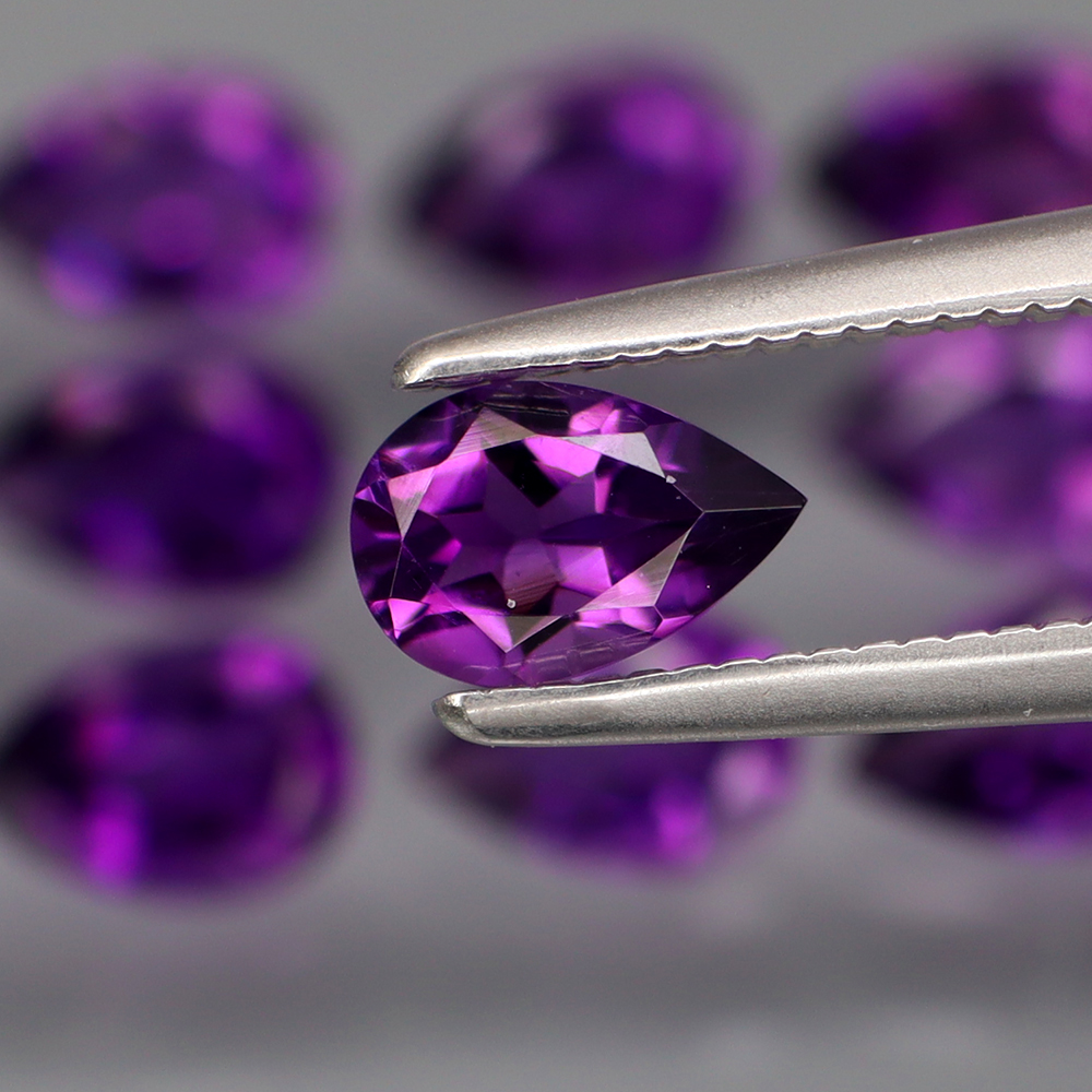 No Reserve VVS Natural Amethyst Pear Cut Loose Gemstone