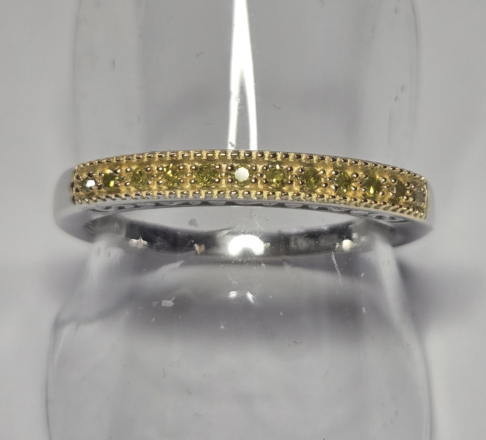 No Reserve .24 ct Natural Yellow Diamond Anniversary Ring Size 9