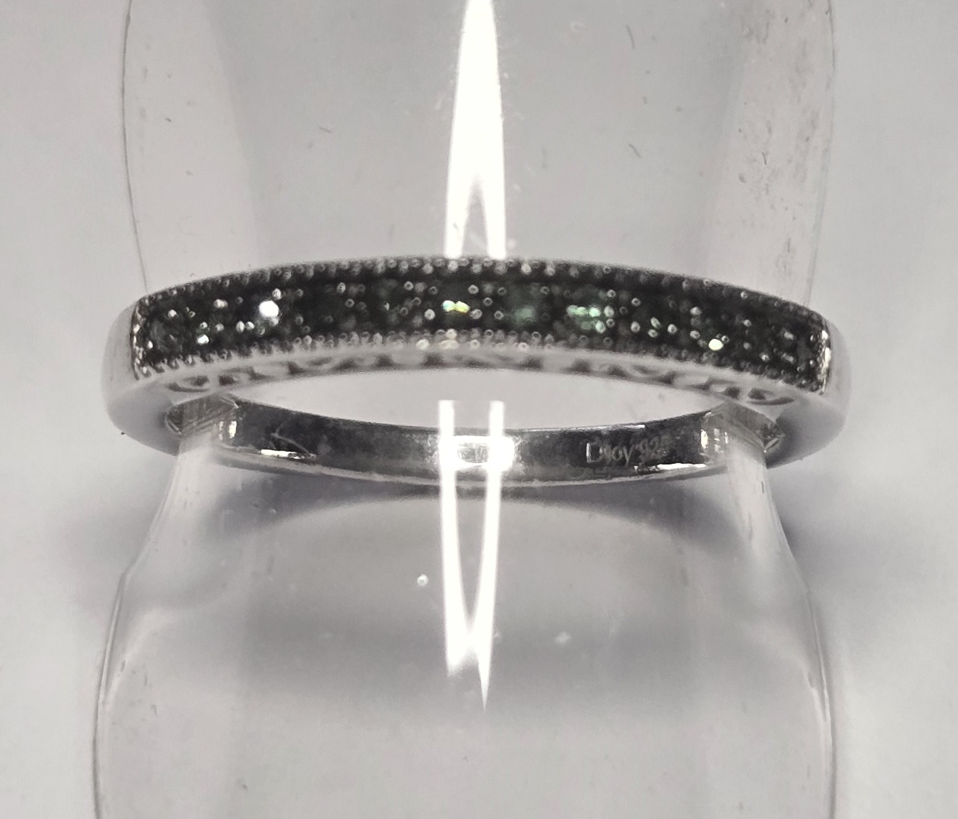 No Reserve .24 ct Natural Black Diamond Anniversary Ring Size 9