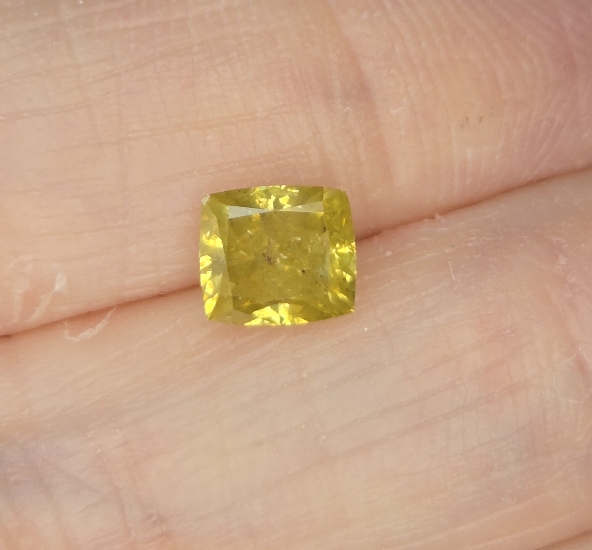 CERTIFIED 1.29 ct Natural Canary Yellow Diamond Cushion Cut Loose Gemstone