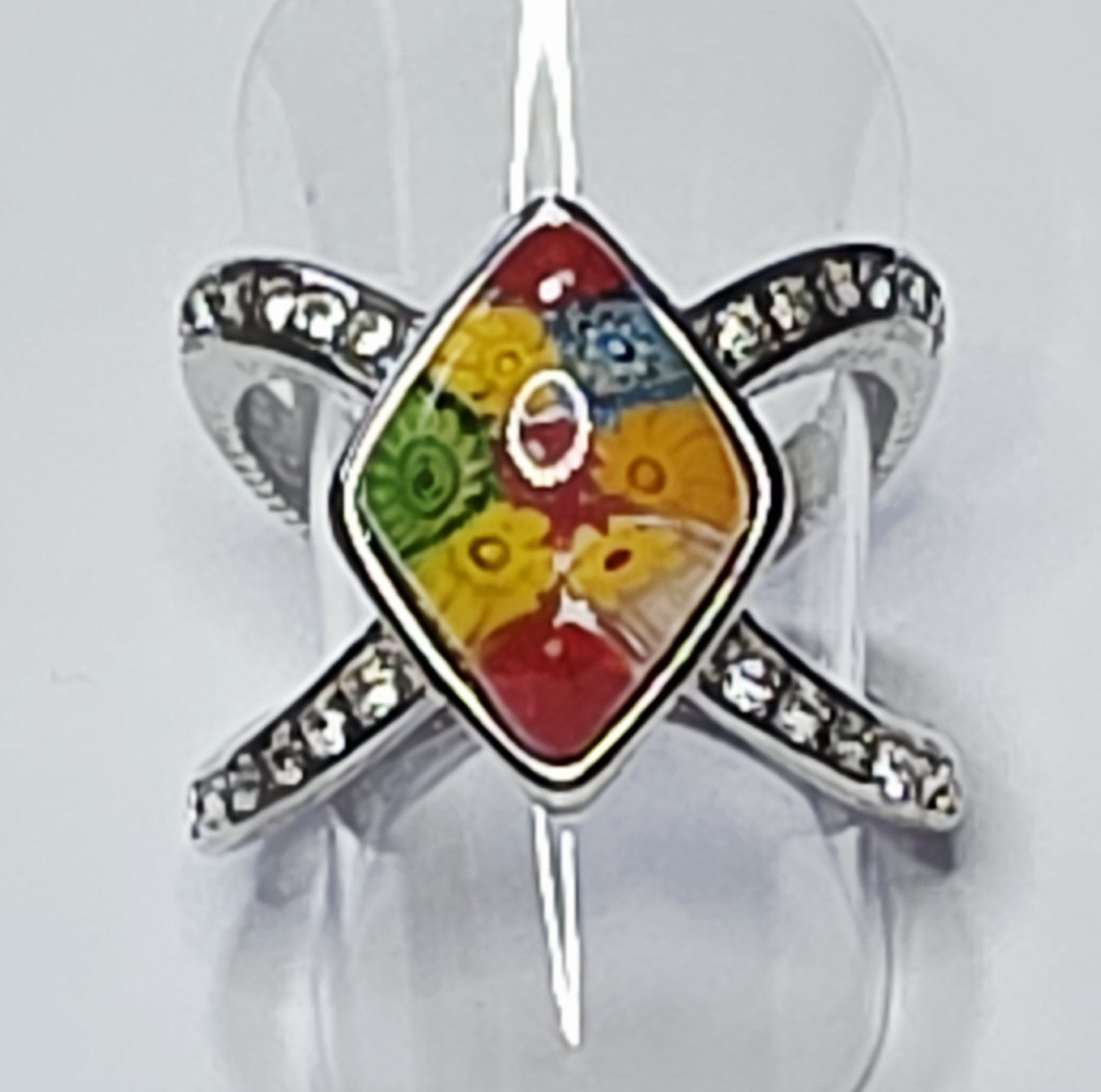 No Reserve  Millefiori & Crytal Ring size 9