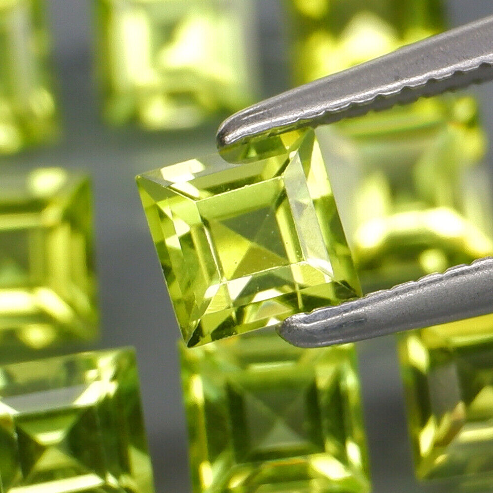 No Reserve VVS Natural Peridot Square Cut Loose Gemstone