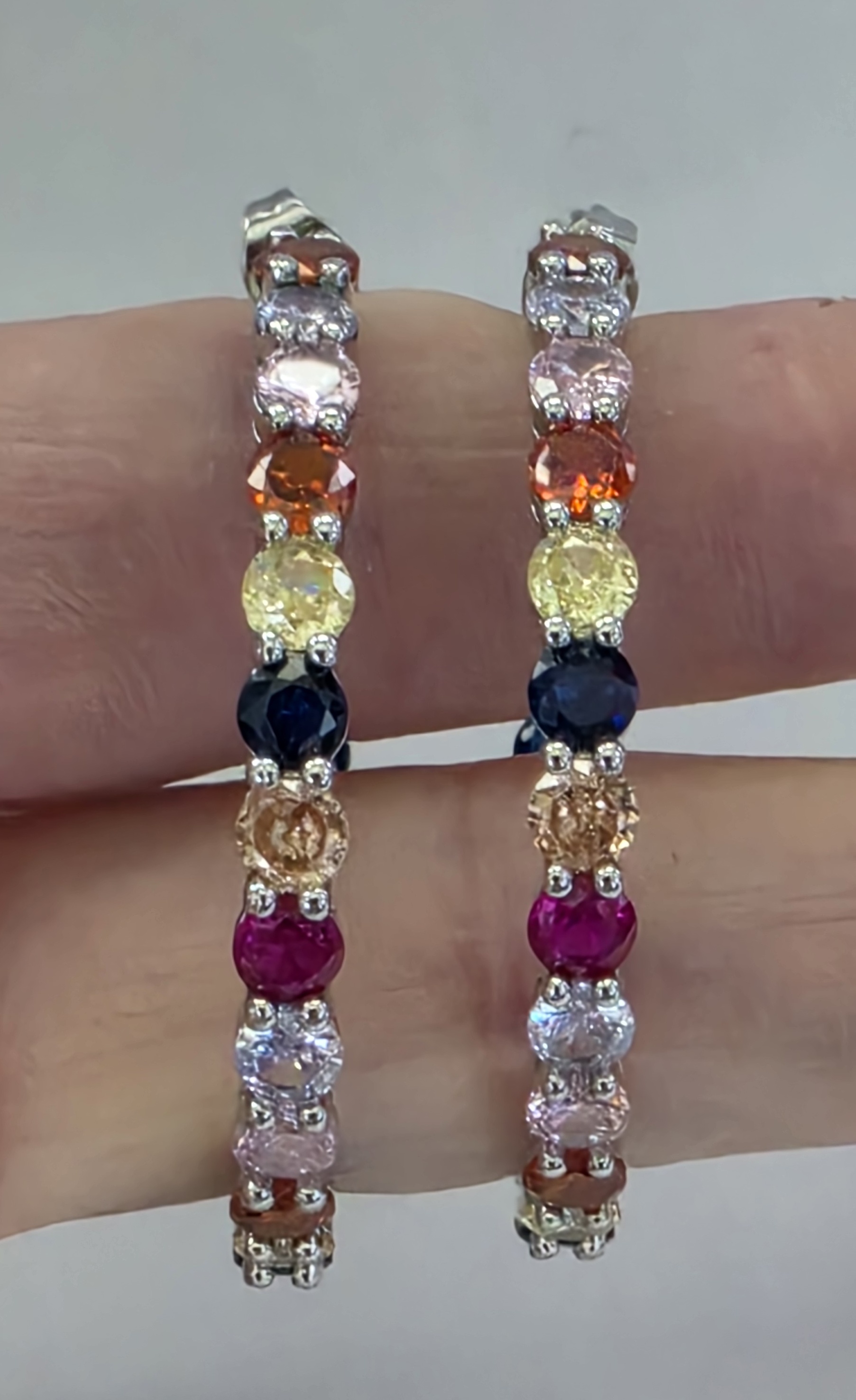 No Reserve Multi Gemstone Inside Out Hoop Earrings