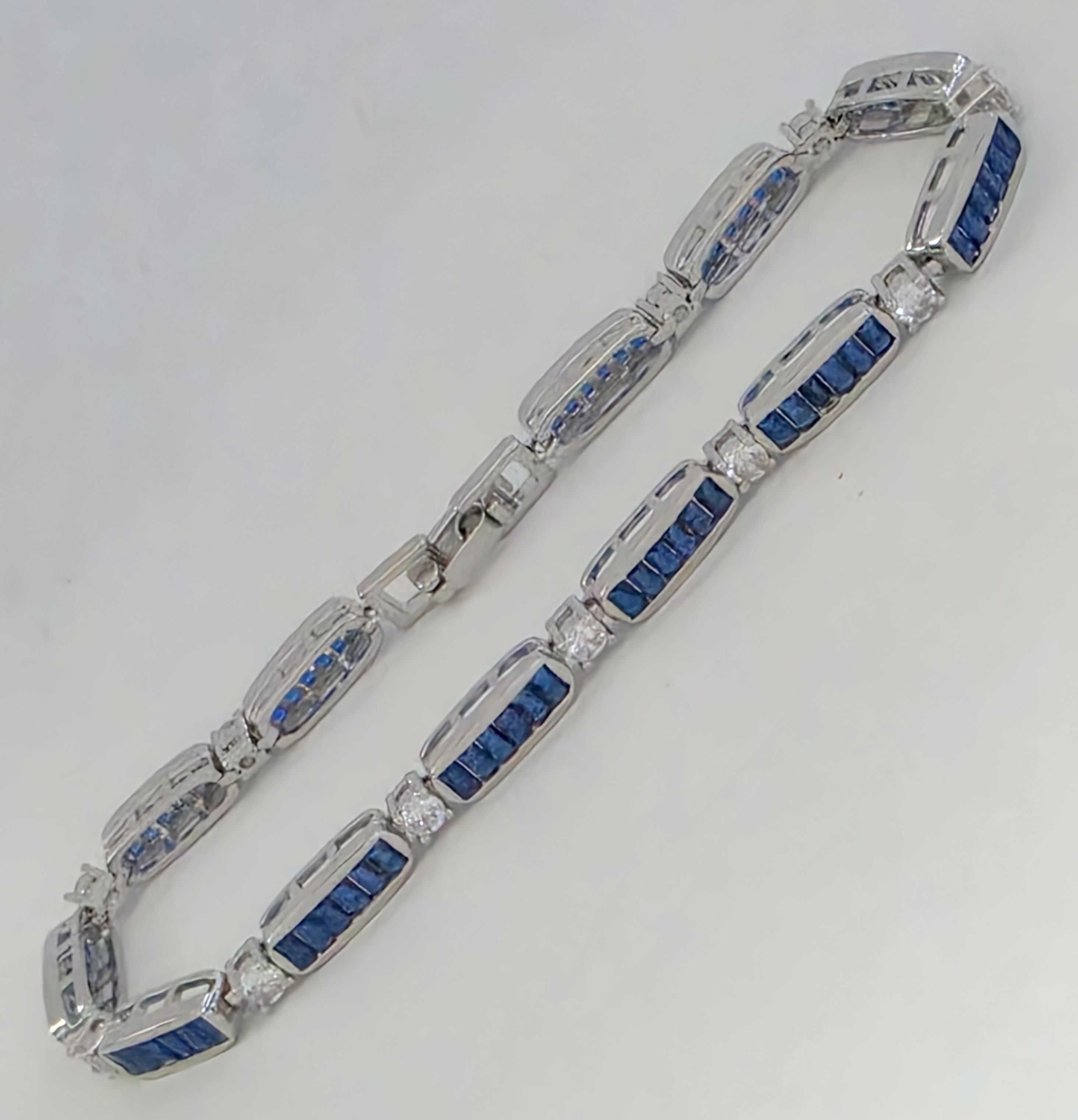 No Reserve Sapphire & Zircon Tennis Beacelet