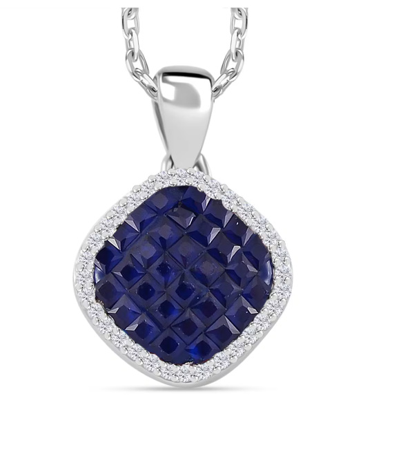 No Reserve Sapphire & Topaz Pendant & Chain Necklace