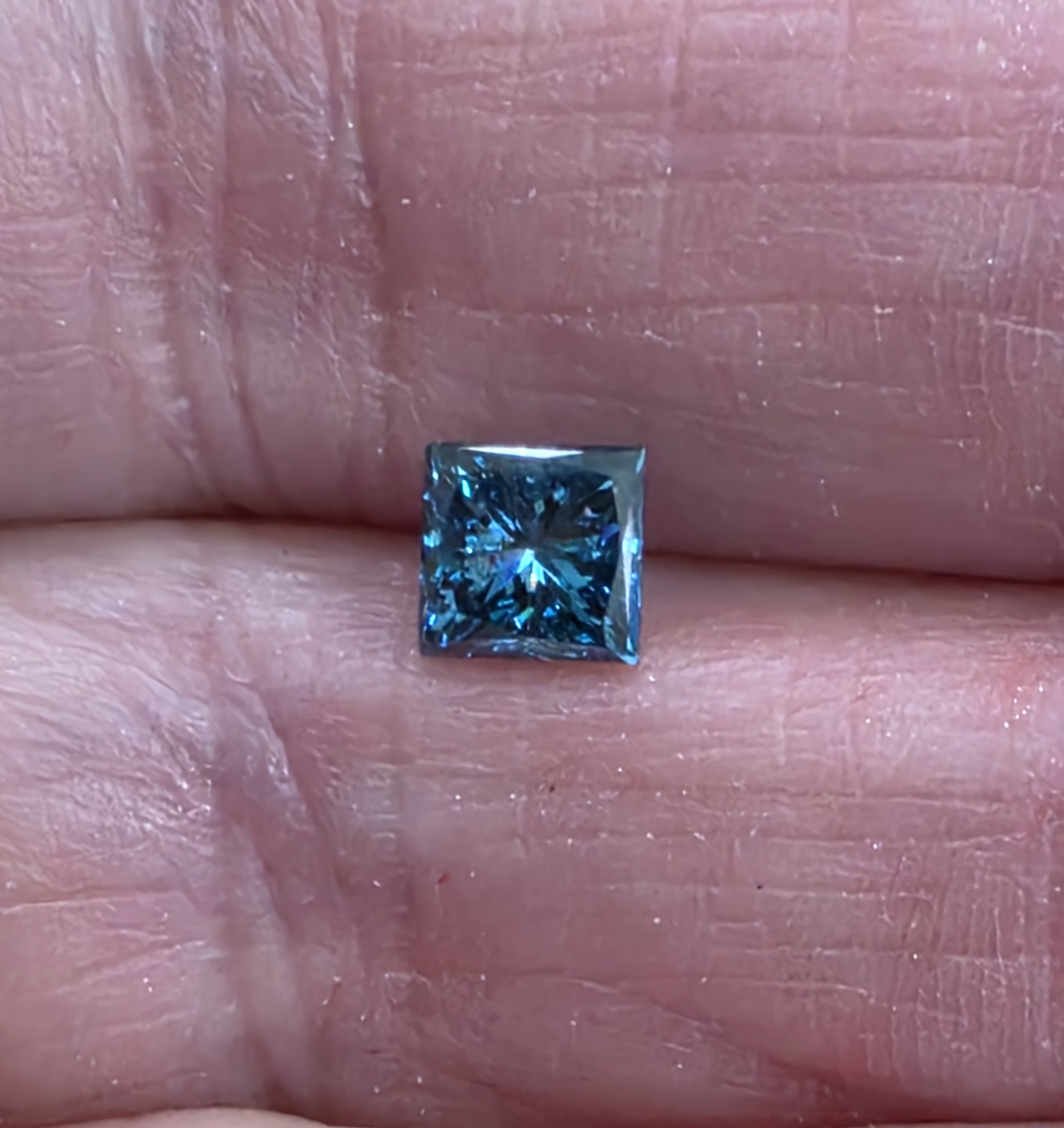 No Reserve  .70 ct Naturl Blue DIamond Princess Cut Loose Gemstone