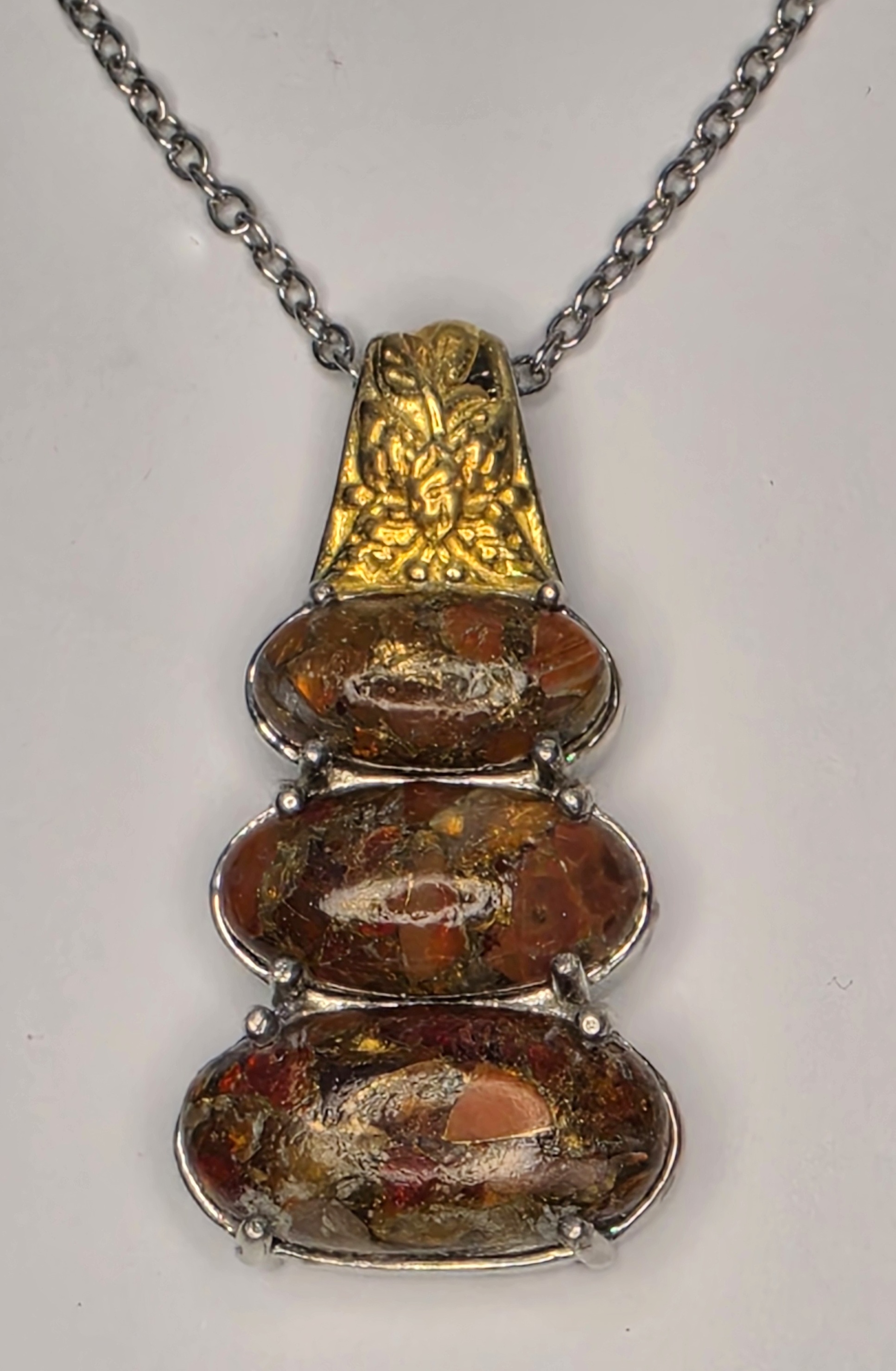 No Reserve Natural Matrix Opal Pendant & Chain Necklace