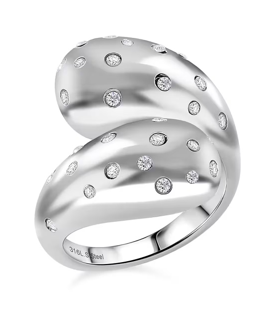 No Reserve Simulated Diamond Bypass Ring Size 7