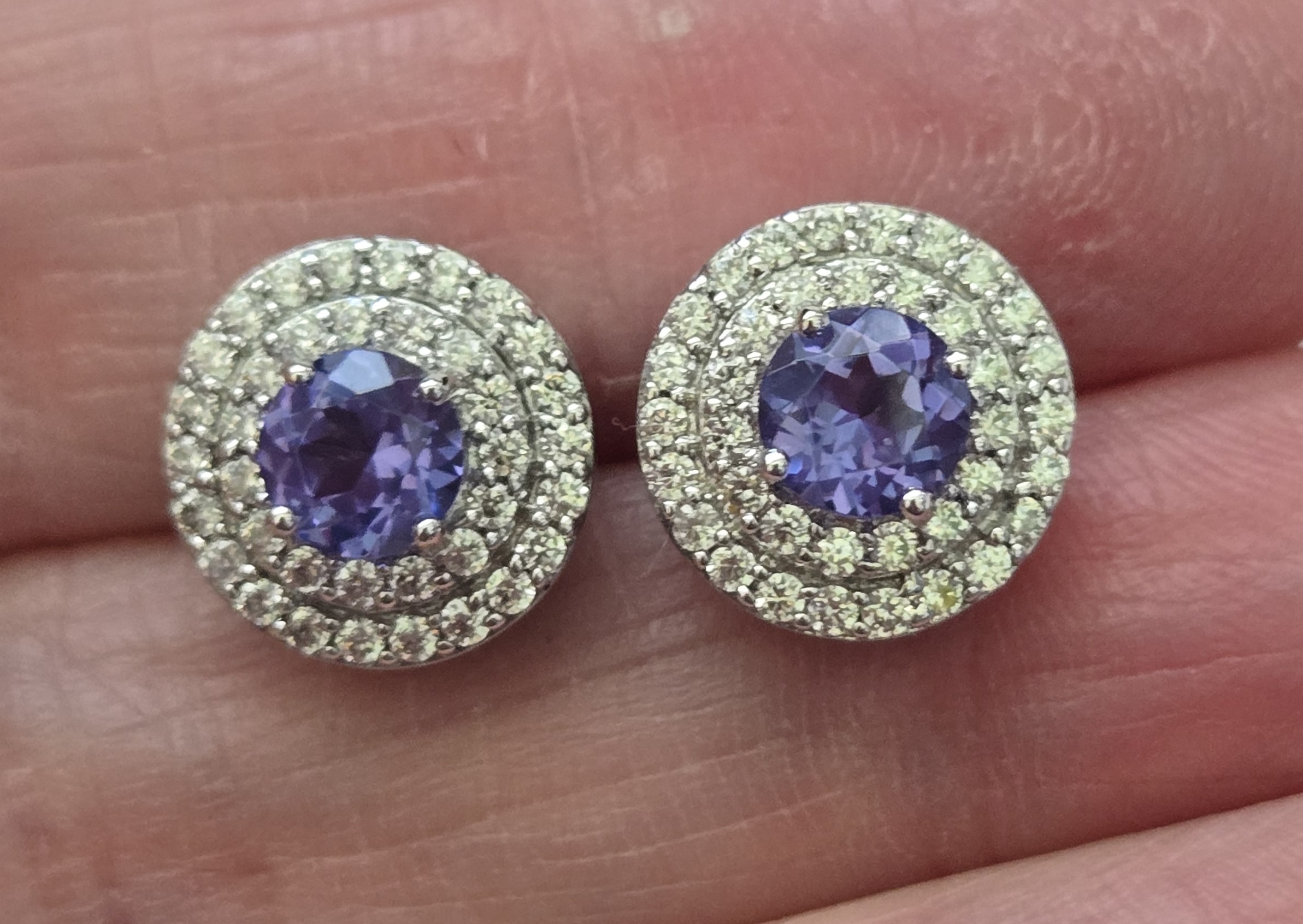 No Reserve Tanzanite & Zircon Stud Earrings