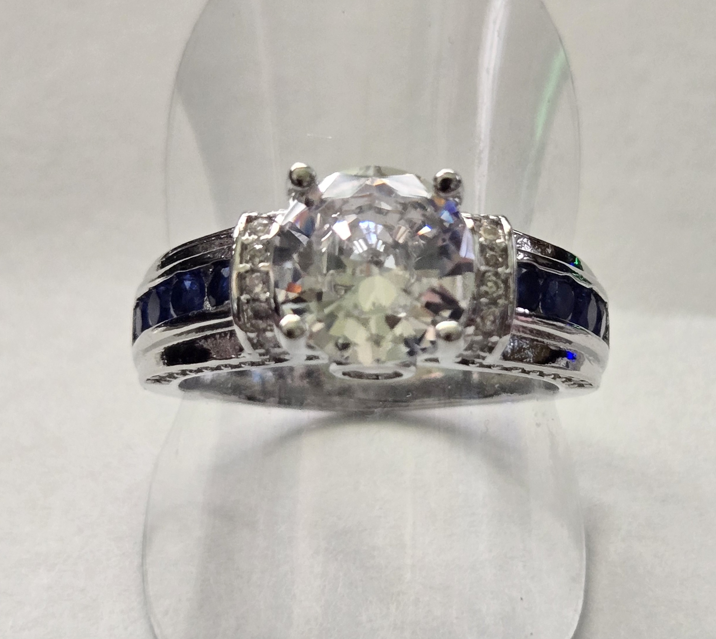 No Reserve Simulated Diamond & Sapphire Ring Size 7