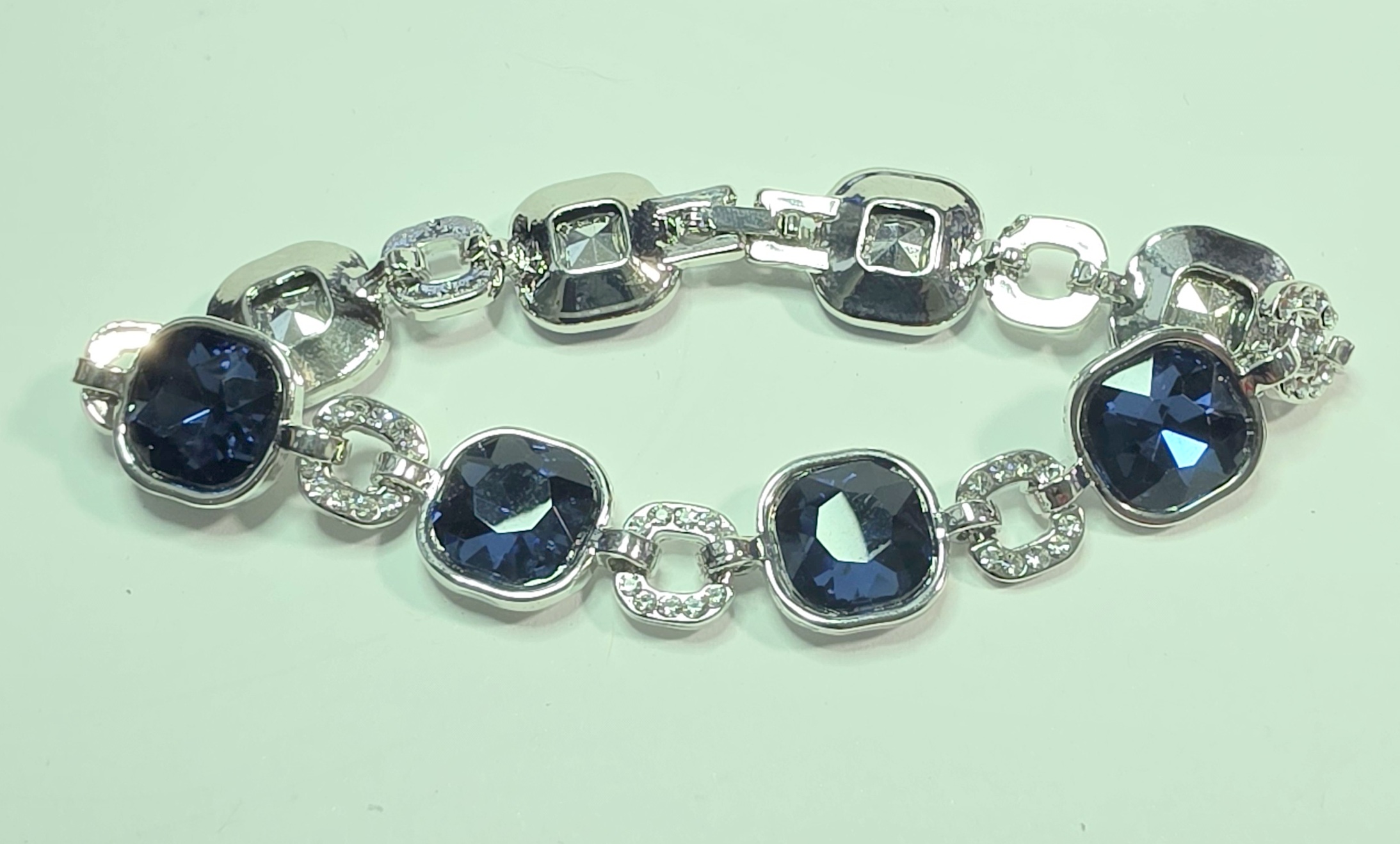 No Reserve Sapphire & Crystal Tennis Bracelet