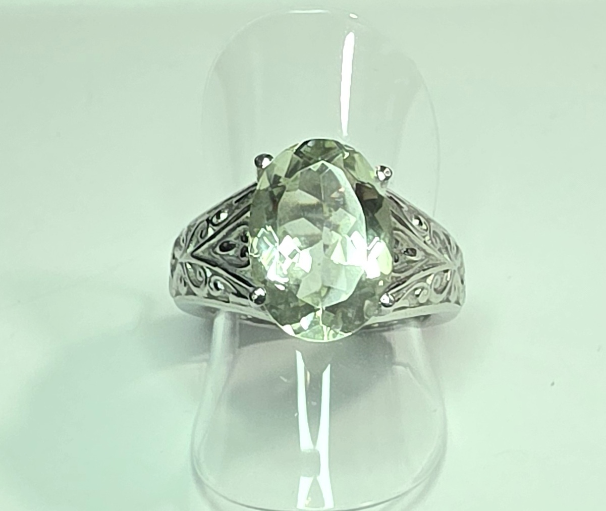 No Reserve Natural Green Amethyst Prasiolite Ring Size 7
