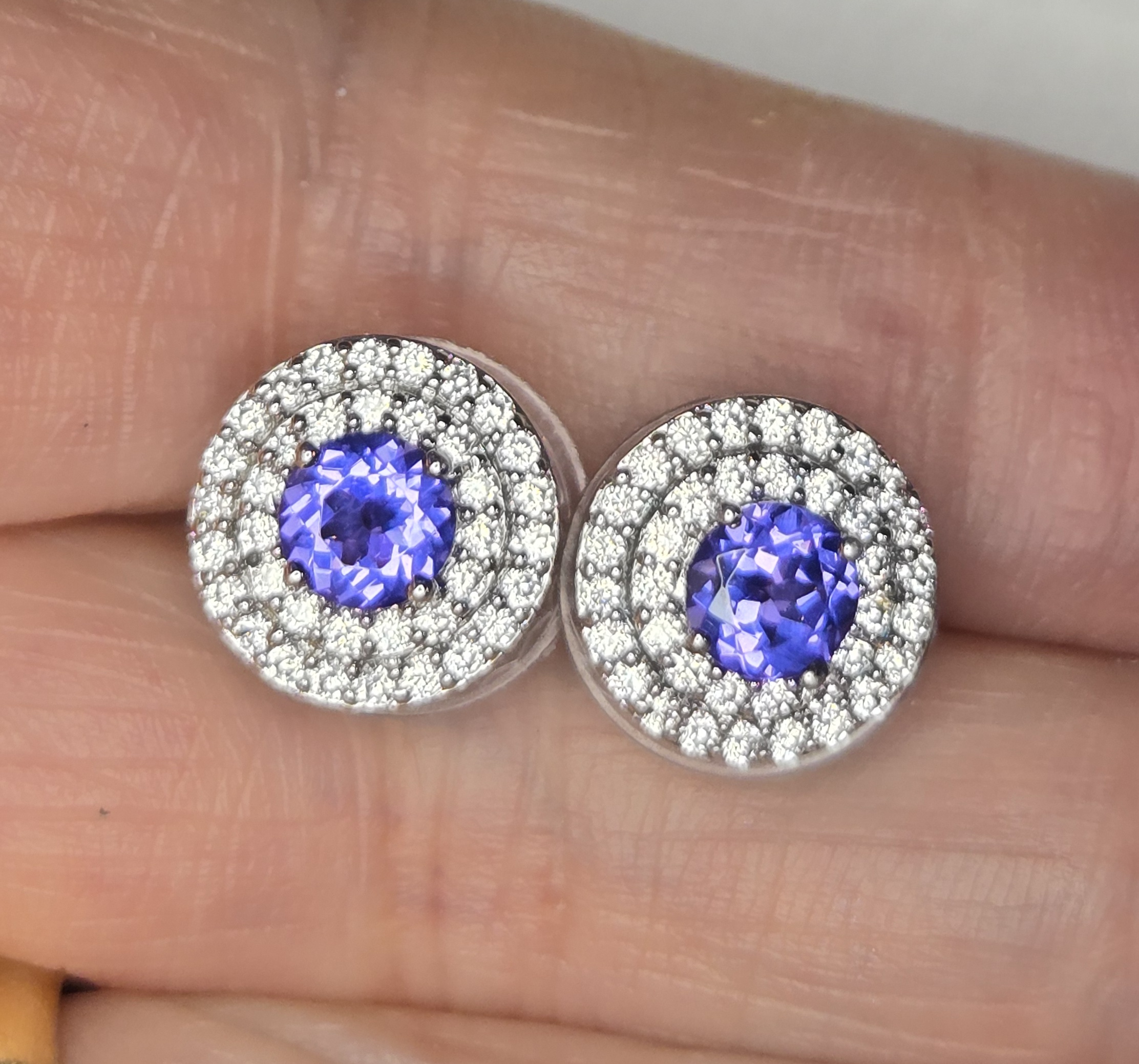 No Reserve Tanzanite & Zircon Stud Earrings