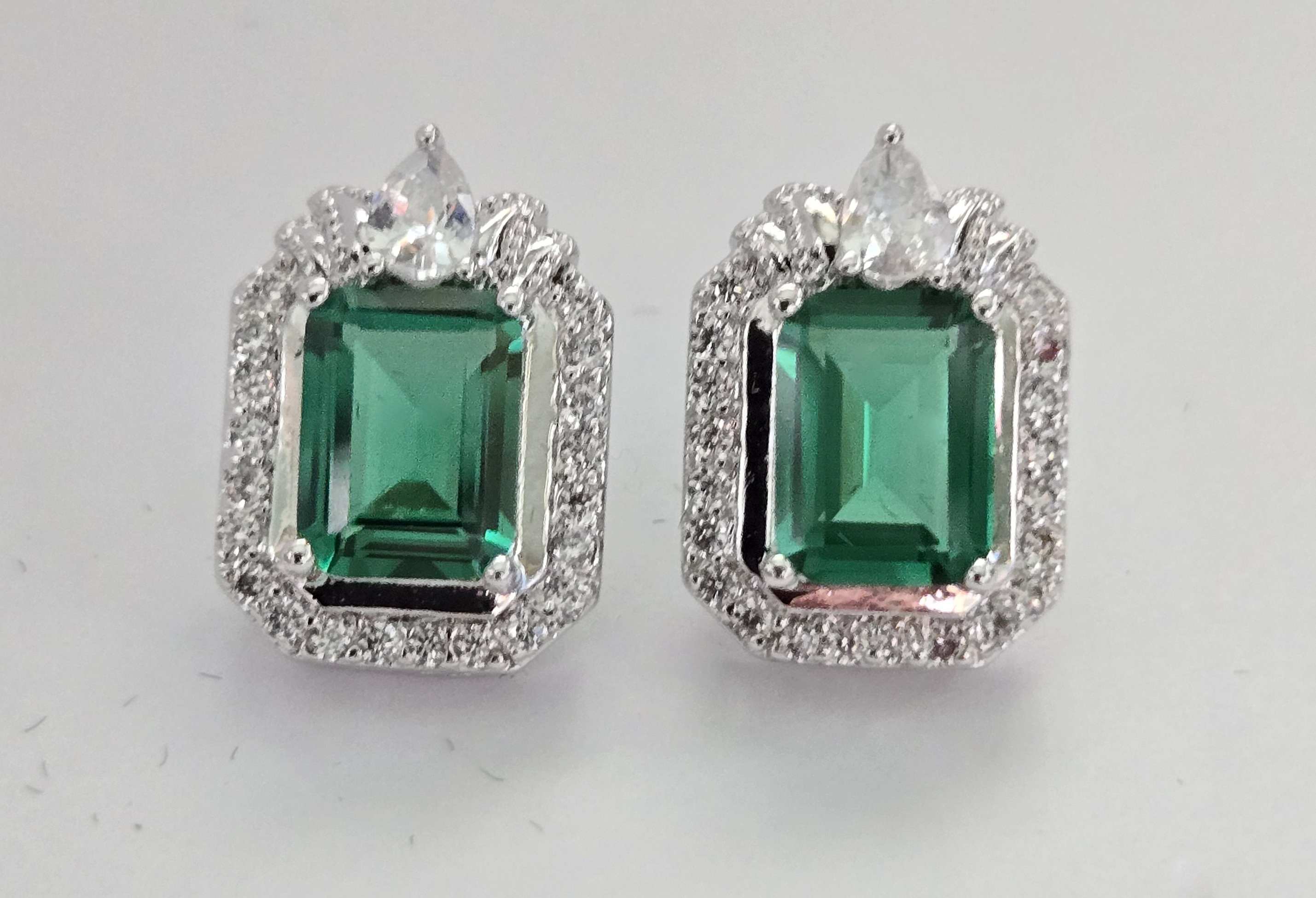 No Reserve Emerald & Zircon Earrings