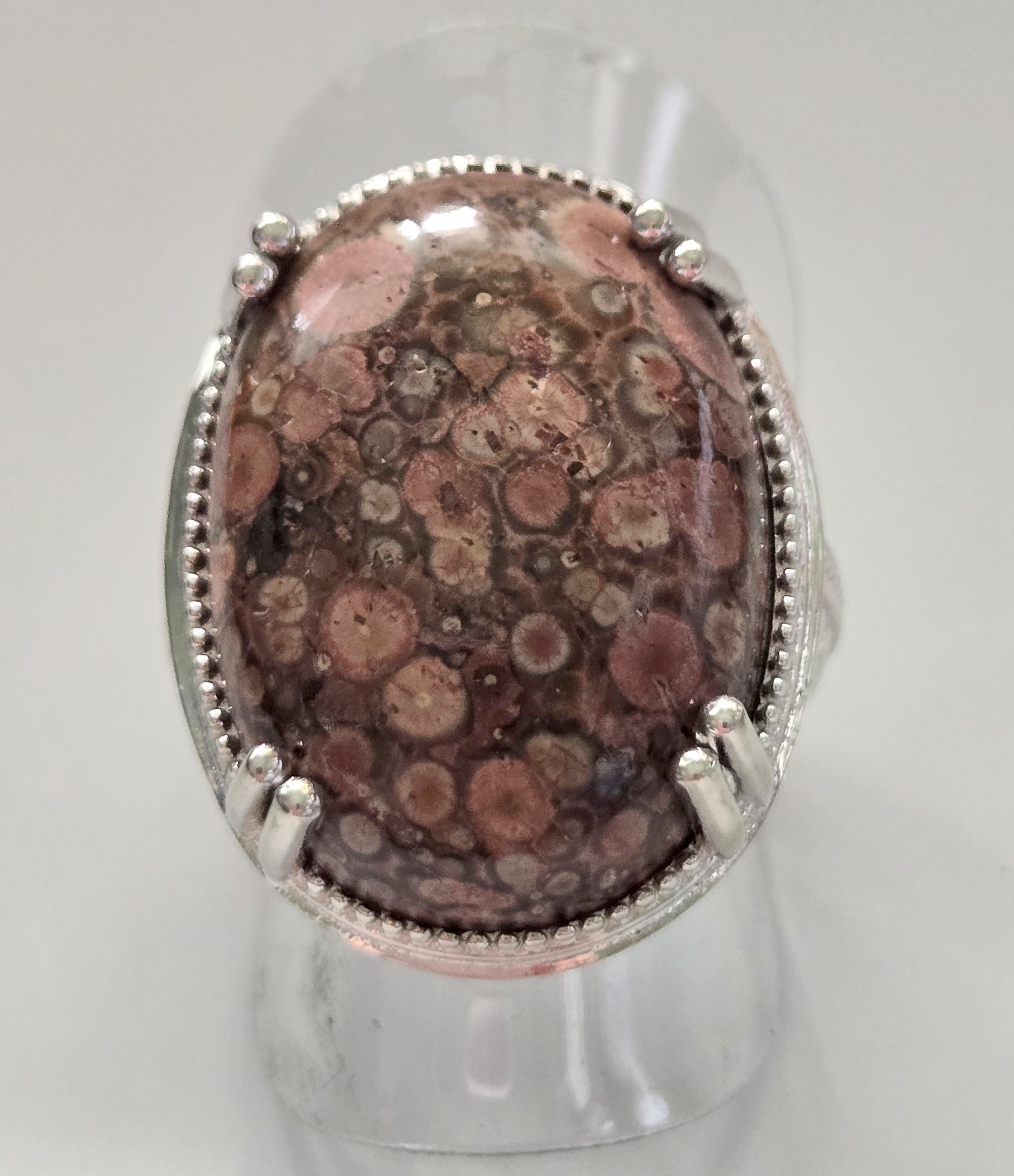 No Reserve Natural Poppy Jasper Ring Size 7