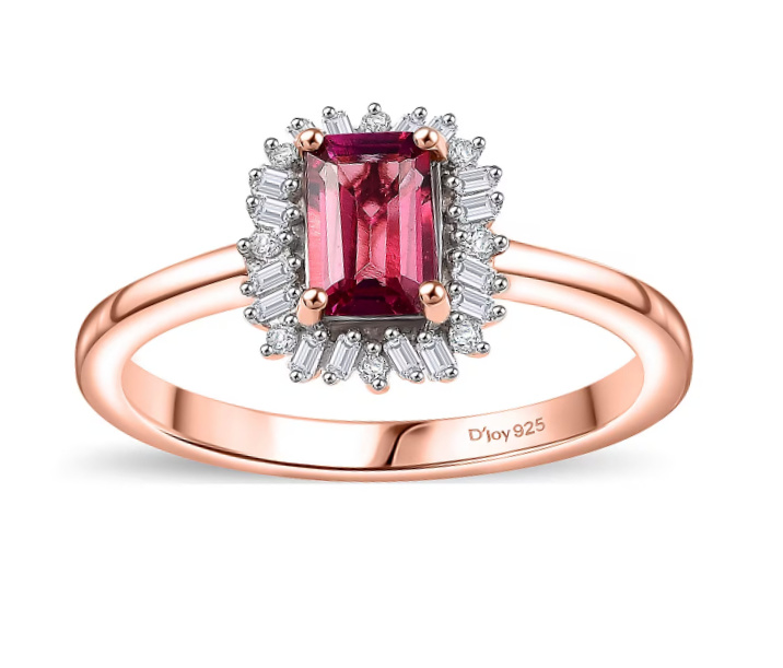 No Reserve  Natural Red Emerald Bixbite & Diamond Ring Size  5