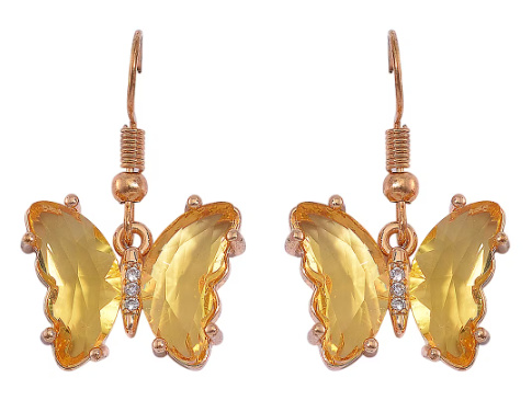 No Reserve Yellow Quartzite Buttlerfly Earrings