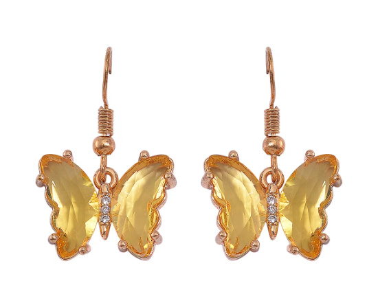 No Reserve Yellow Quartzite Buttlerfly Earrings