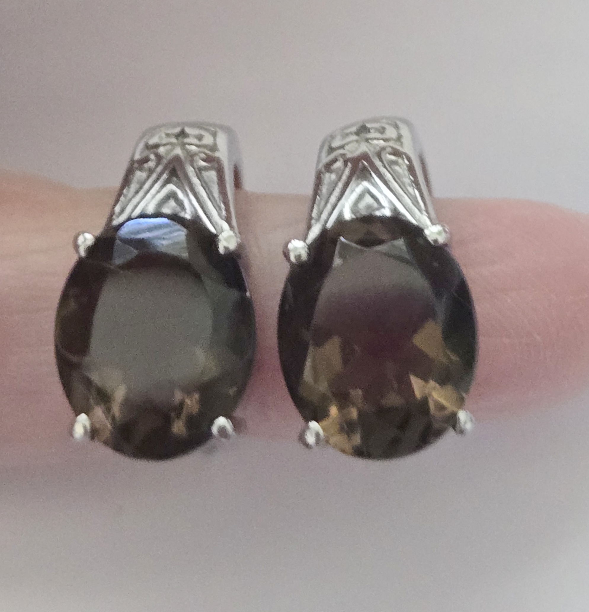 No Reserve Natural Smoky Quartz Earrings
