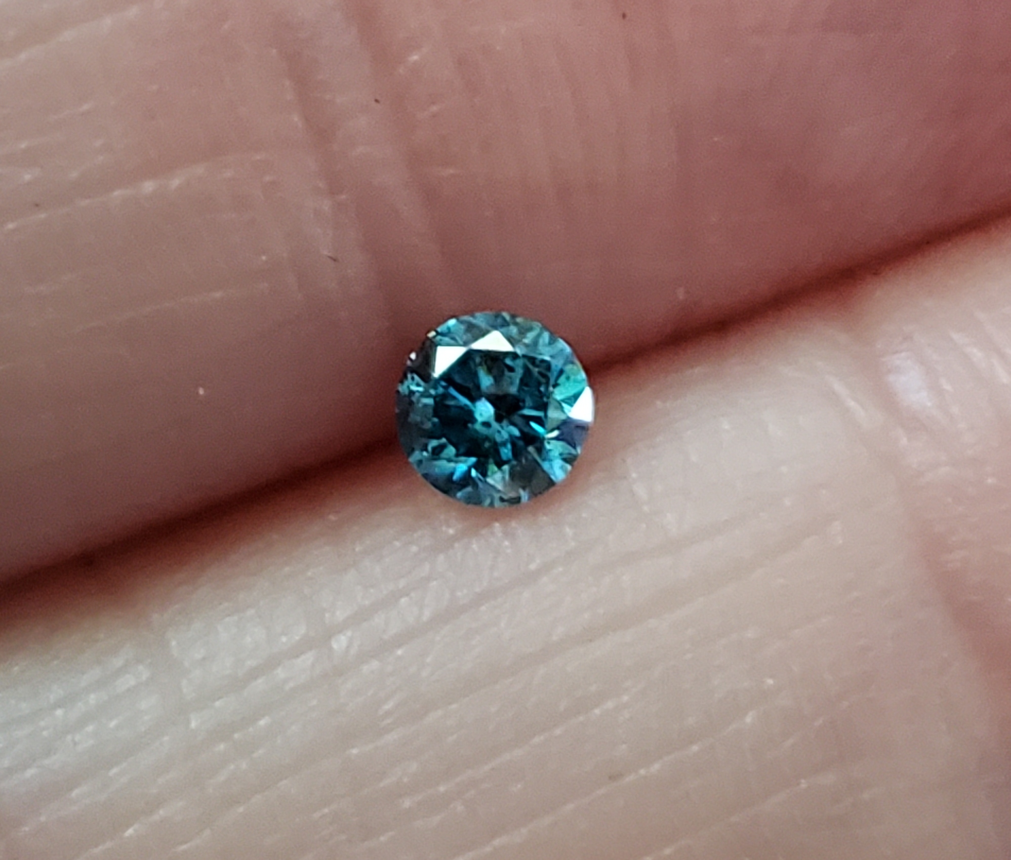 No Reserve .18 ct Natural Blue Diamond Round Cut Loose Gemstone