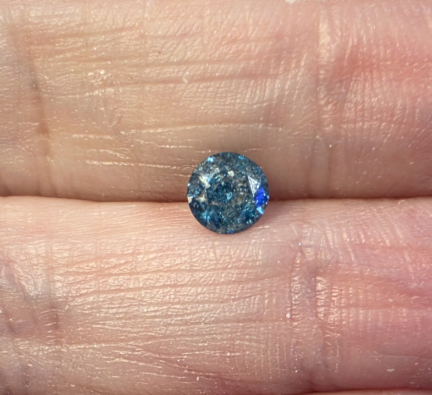 No Reserve .49 ct Natural Blue Diamond Round Cut Loose Gemstone