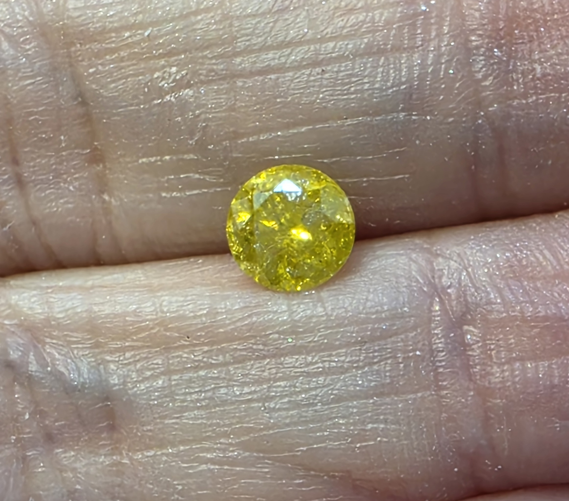 No Reserve .75 ct Natural Yellow Diamond Round Cut Loose Gemstone
