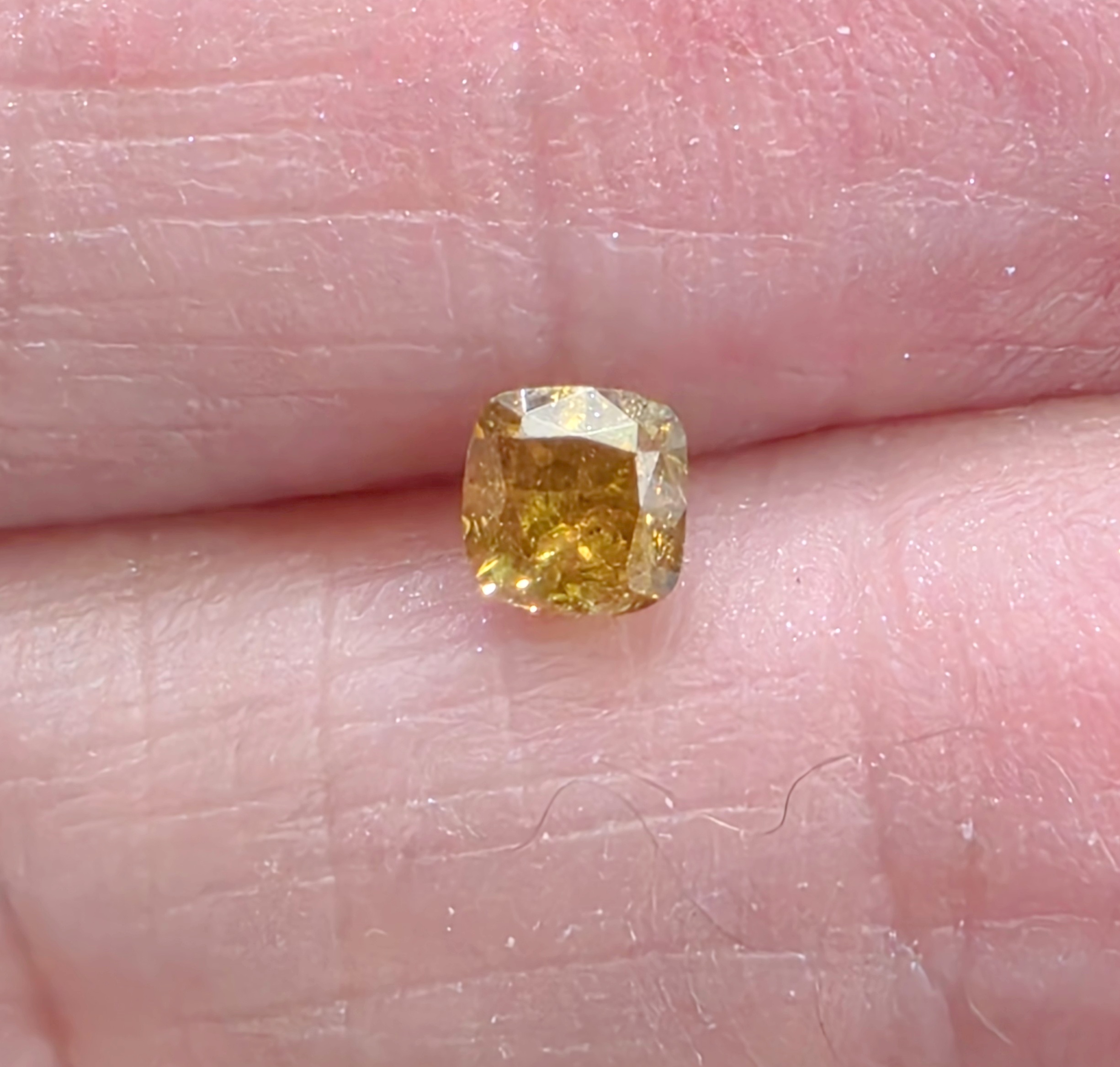 No Reserve .55 ct Natural Champagne Diamond Cushion Cut Loose Gemstone
