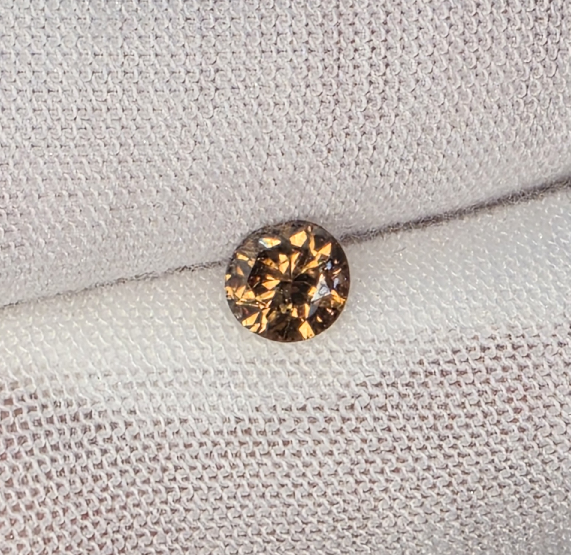 No Reserve .57 ct Natural Champagne Diamond Round Cut Loose Gemstone