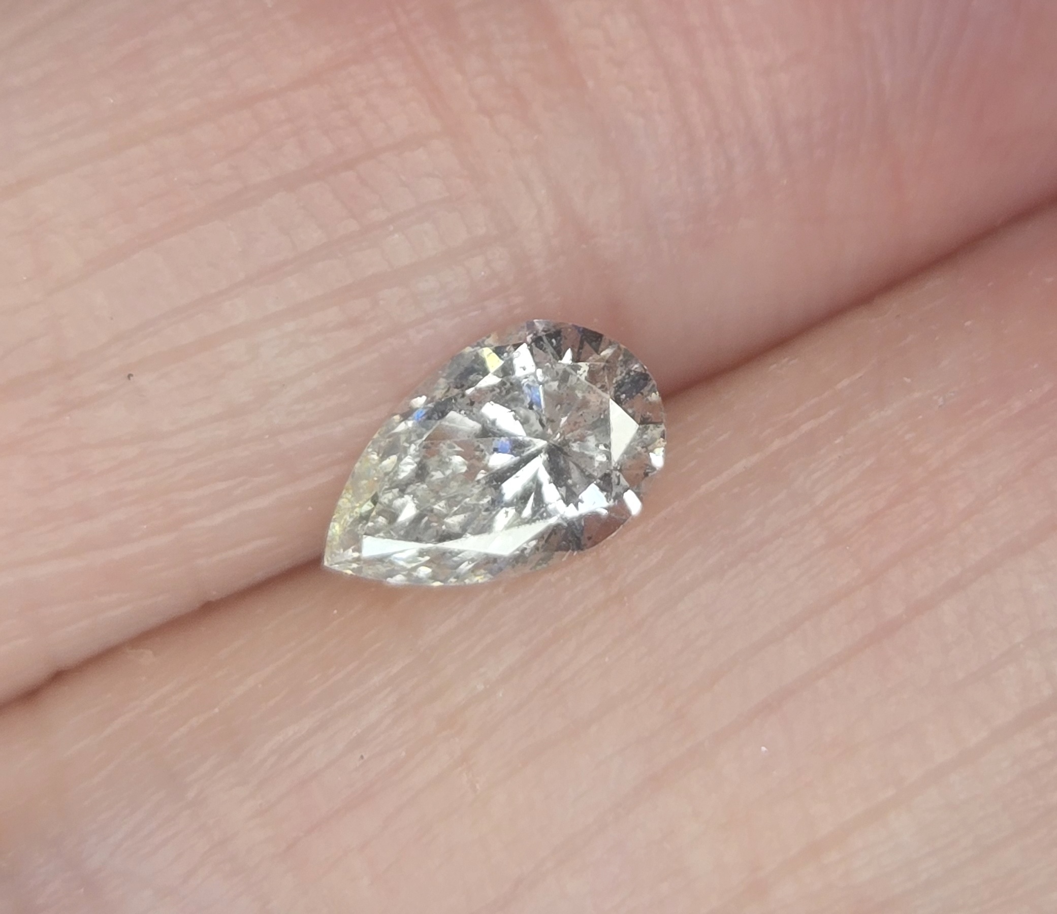 No Reserve .51 ct Natural Diamond Pear Cut Loose Gemstone