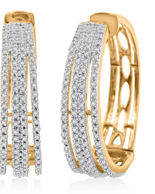 No Reserve 1.01 ct Natural Diamond Hoop Earrings