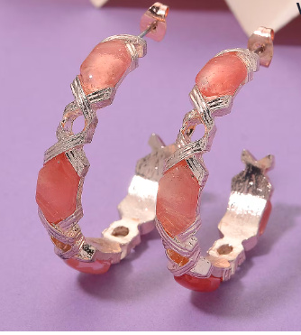 No Reserve Natural Cherry Quartz Hoop Earrings