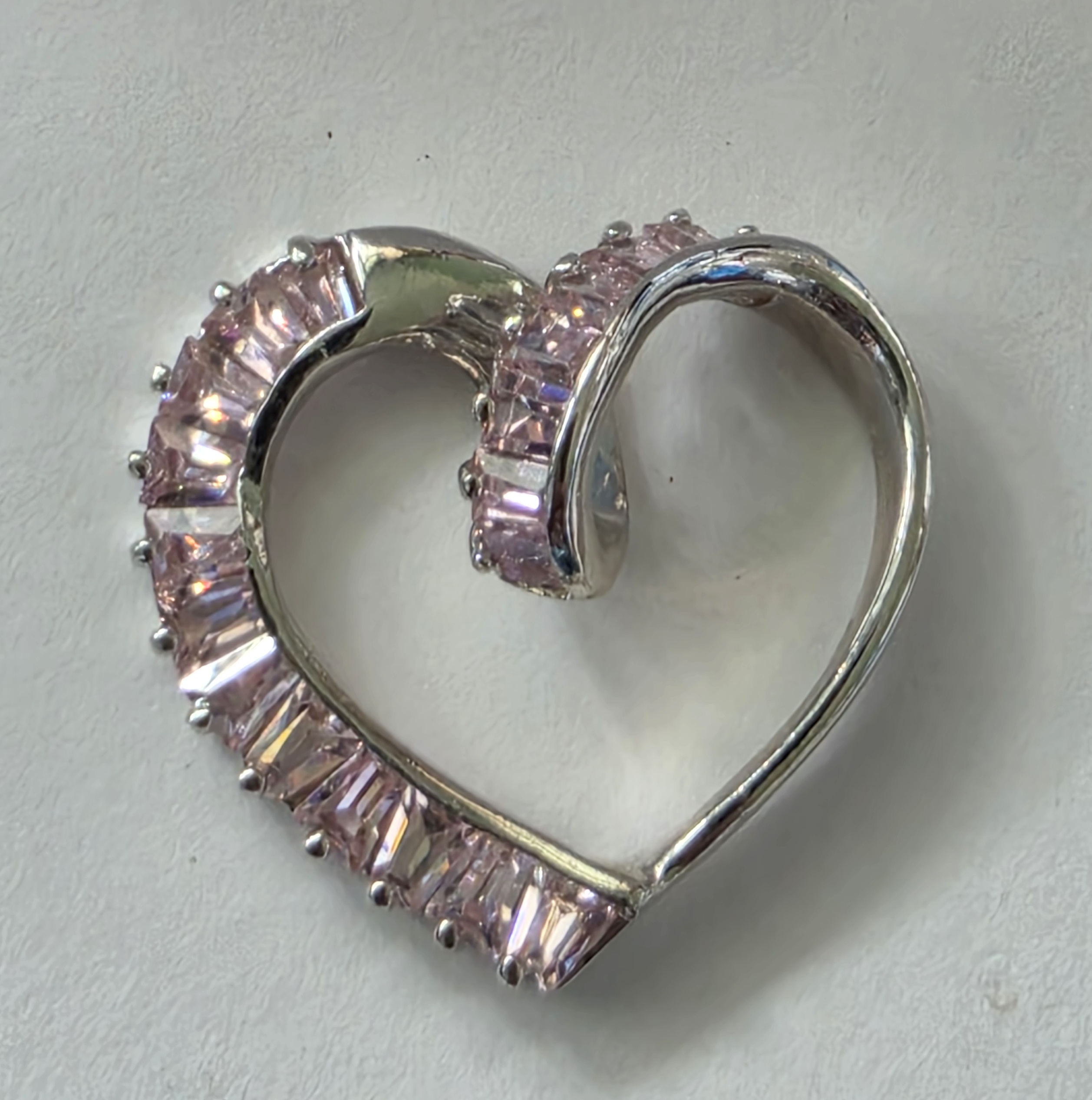 No Reserve Pink Topaz Heart Slide Pendant