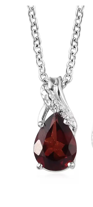 No Reserve Natural Mozambique Garnet Pendant & Chain Necklace