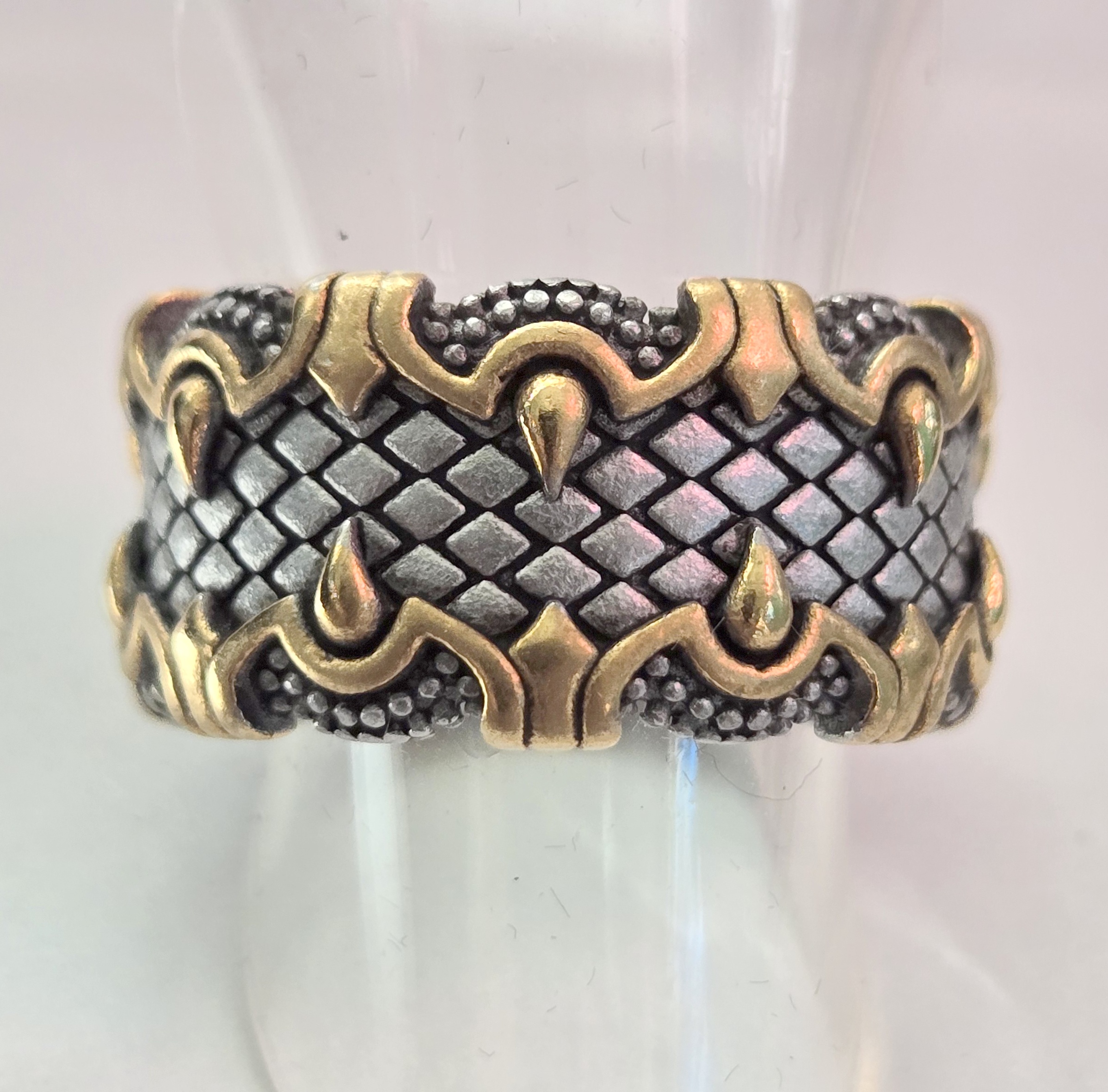 No Reserve Stainless Steel 2 Tone Claw Ring Size 6