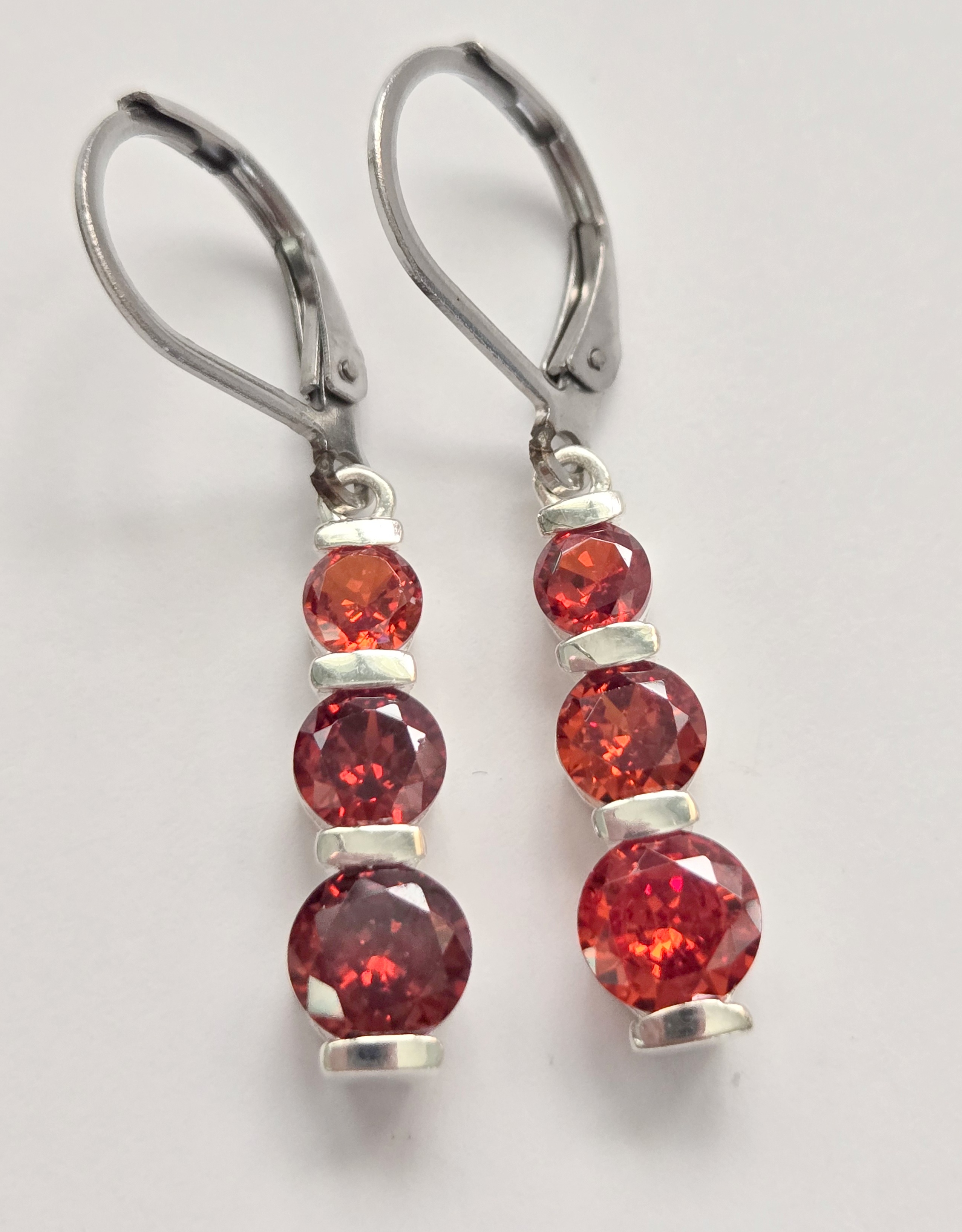 No Reserve Ruby 3 Stone Earrings