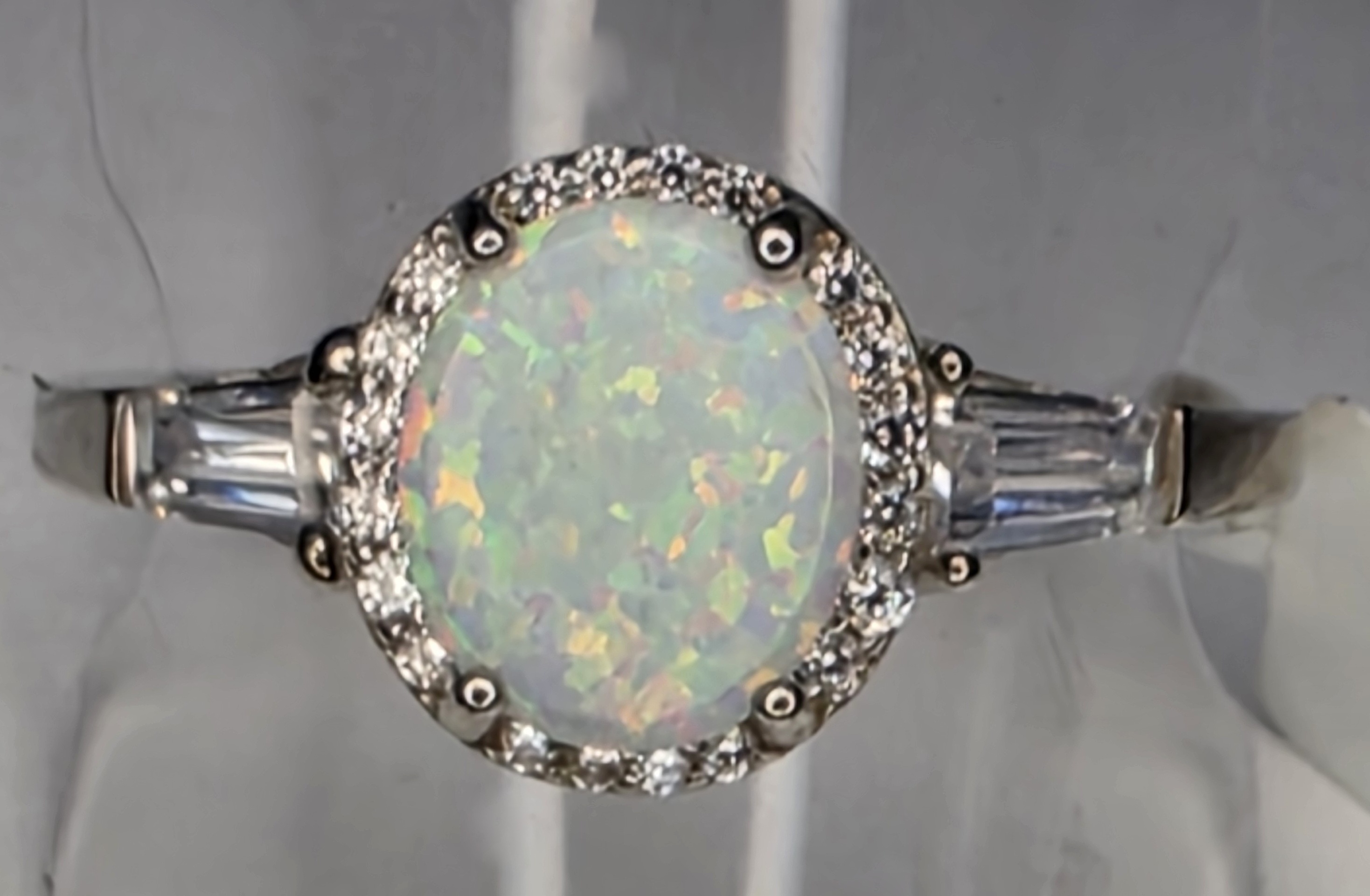 No Reserve  Opal & Zircm Ring Size 6