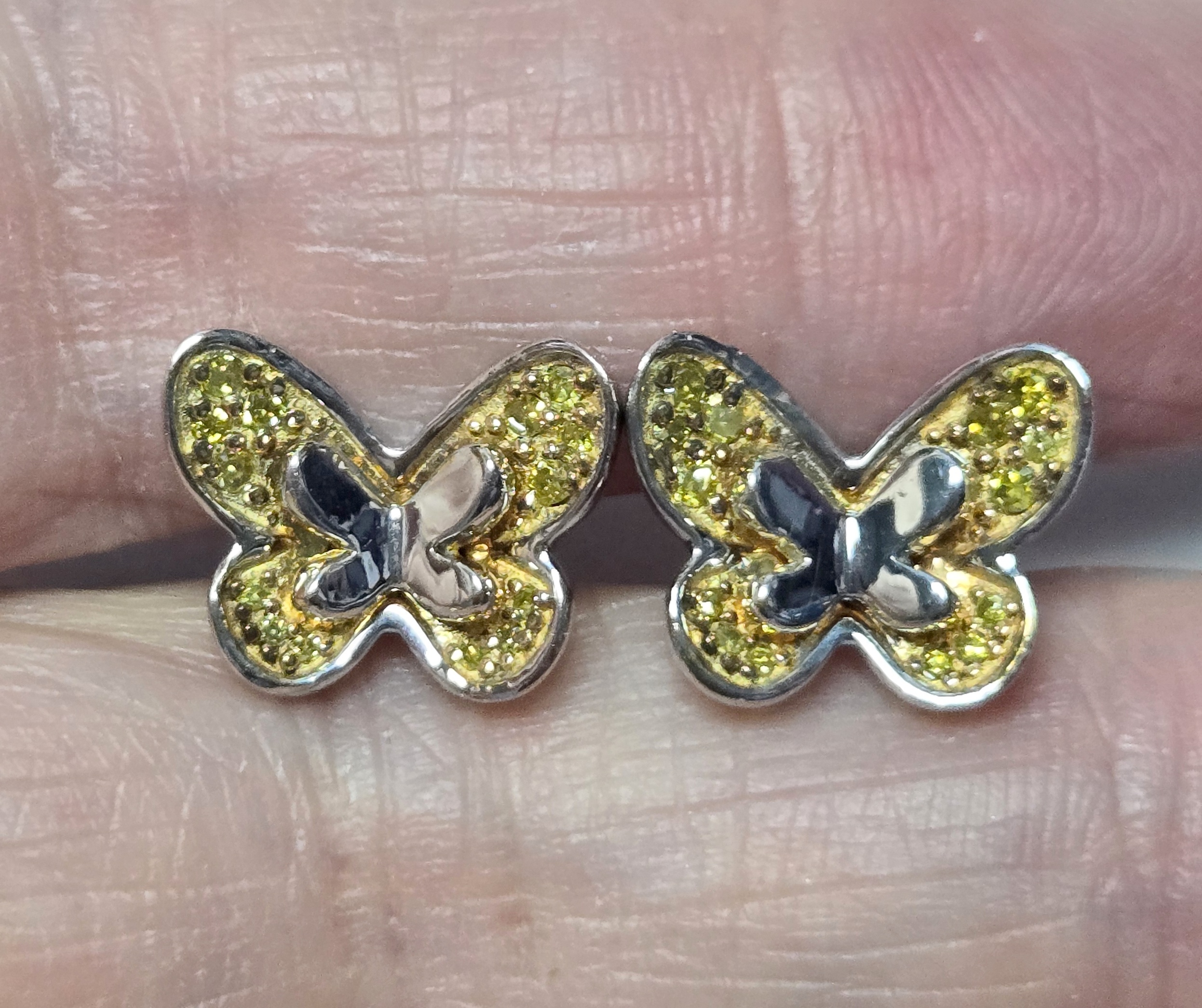 No Reserve .35 ct Natural Yellow Diamond Butterfly Stud Earrings