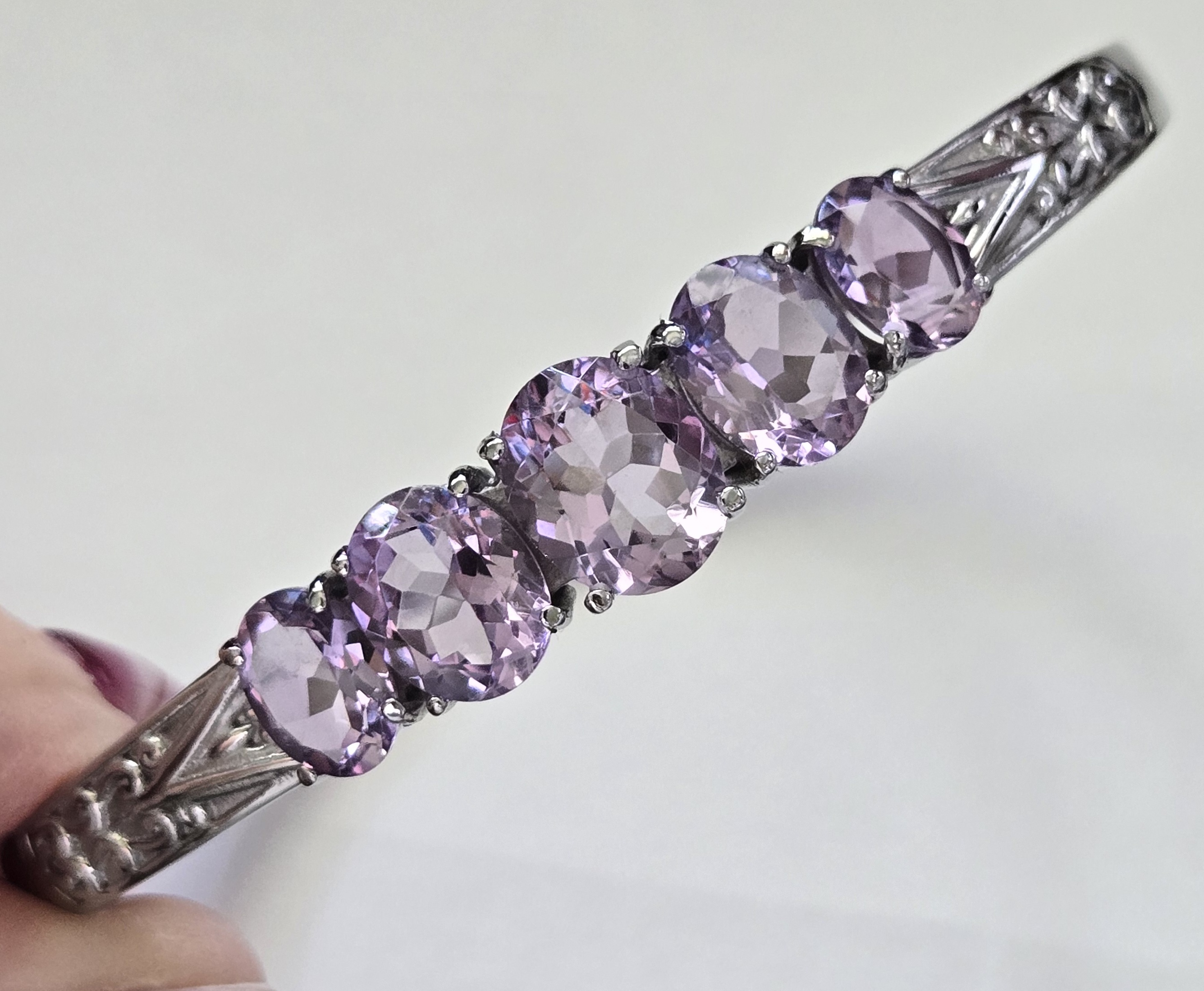 No Reserve Natural Amethyst Bangle Bracelet