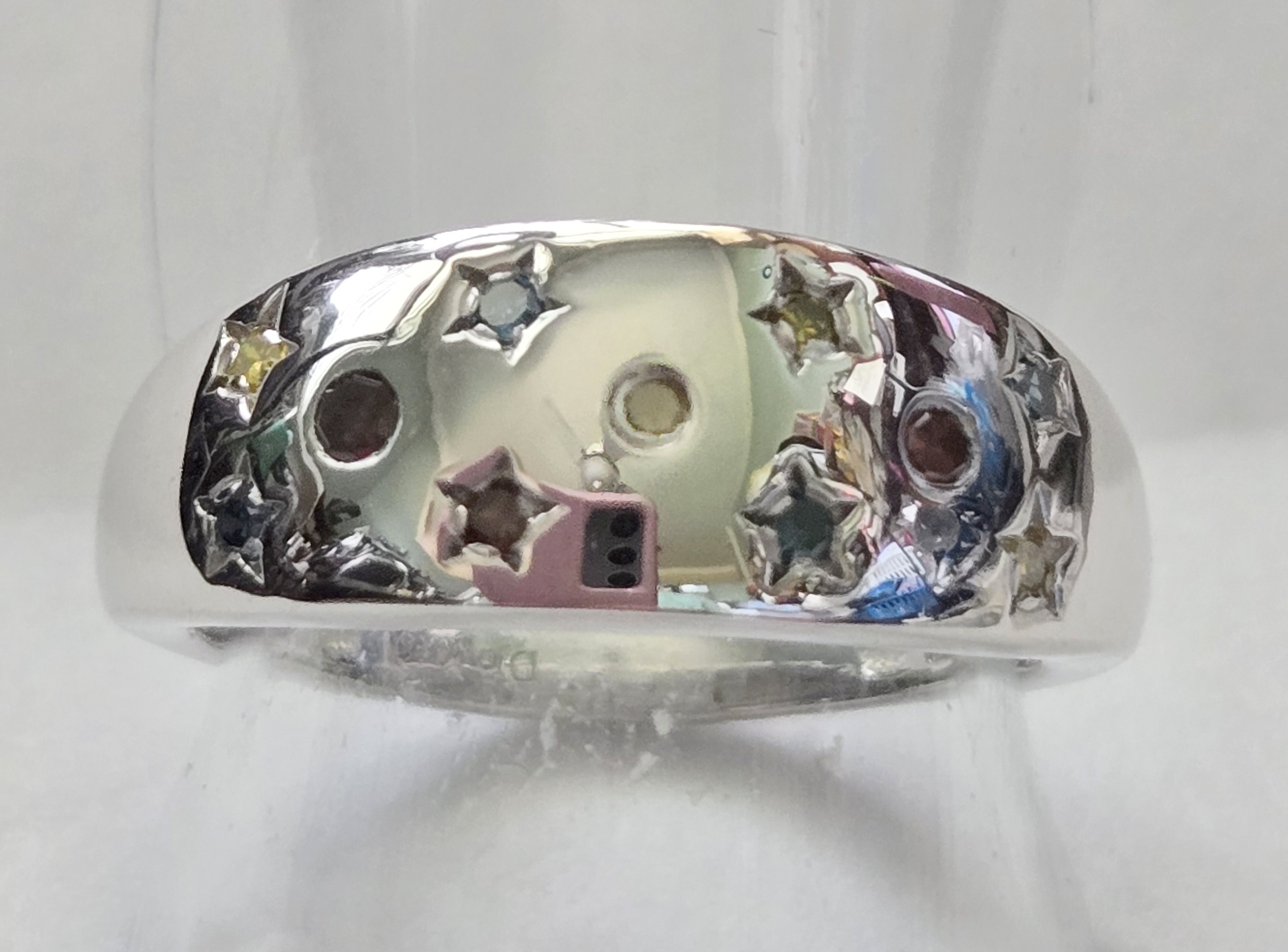 No Reserve .15 ct Natural Multi Color Diamond Ring Size 7