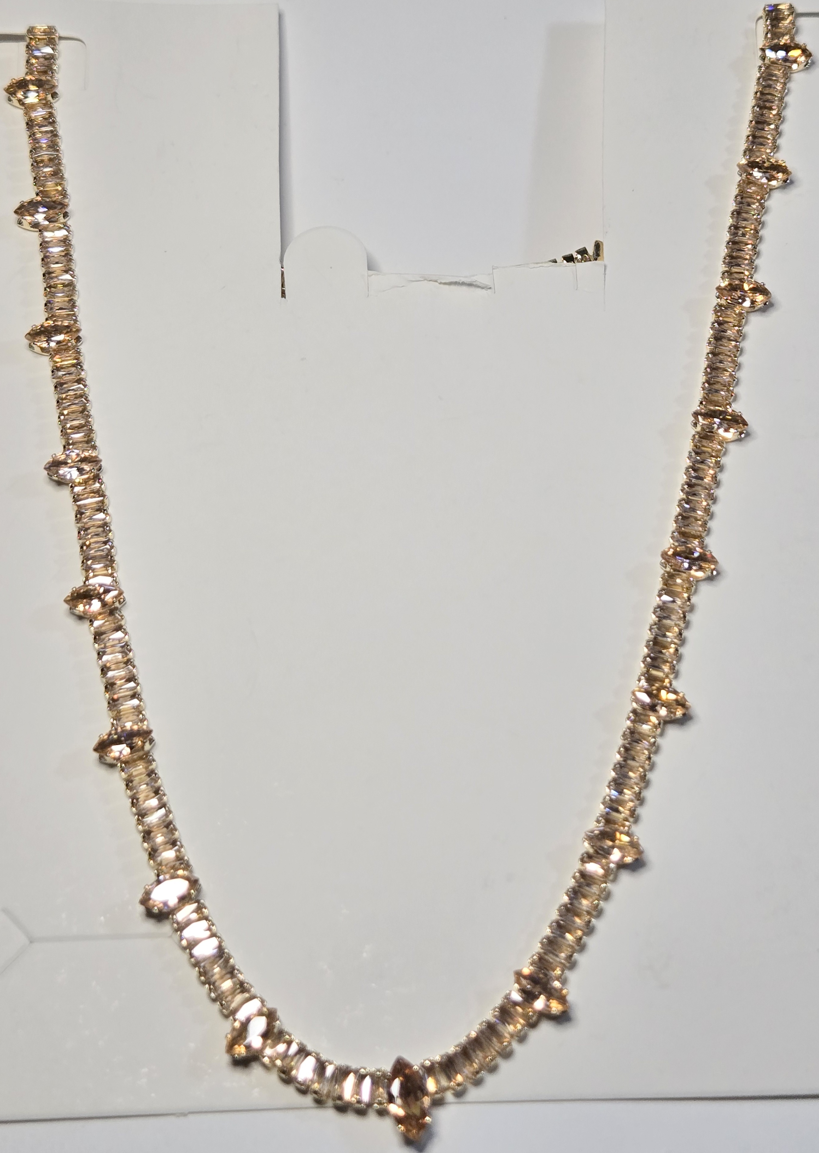 No Reserve .Simulated Champagne Diamond Tennis Necklace